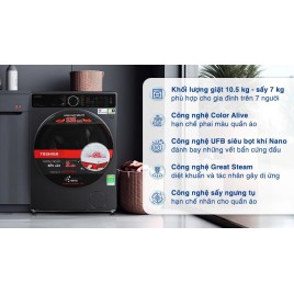 Máy giặt sấy Toshiba Inverter giặt 10.5 kg - sấy 7 kg TWD-T25BZU115MWV(MG) Máy giặt sấy Toshiba Inverter giặt 10.5 kg - sấy 7 kg TWD-T25BZU115MWV(MG)